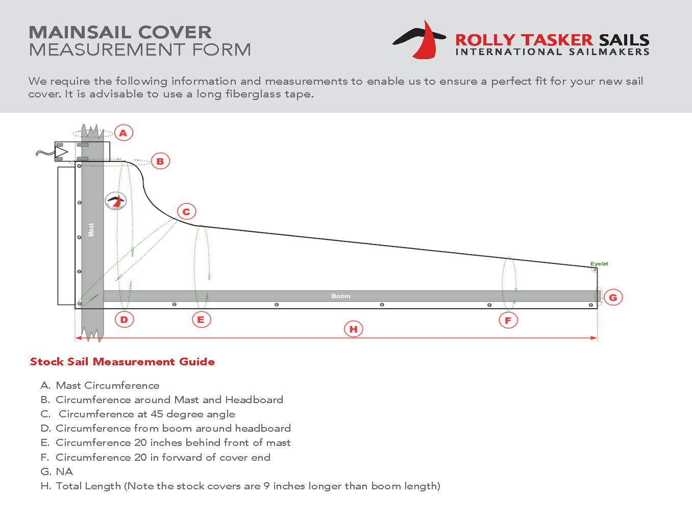 Mainsail Boom Cover - 12.5 ft Boom